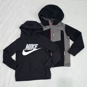 Boy's Nike Therma Hoodie Sweatshirt & Lands End Fleece Jacket Size 5-6 Spellout